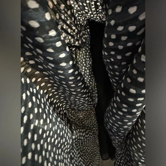 Mango ruffled pleated black polka dot lined midi US4 party office flowy modest - Picture 6 of 8